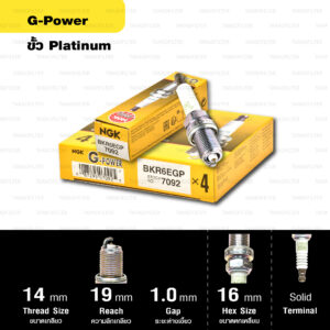 หัวเทียน NGK รุ่น G-POWER ขั้ว Platinum【 BKR6EGP 】