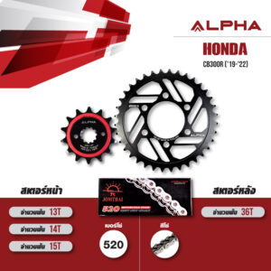 ALPHA SPROCKET ชุดโซ่สเตอร์ โซ่ JOMTHAI Heavy Duty สีเหล็ก เปลี่ยน HONDA CB300R ('19-'22) [14/36]