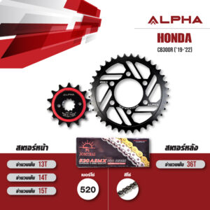 ALPHA SPROCKET ชุดโซ่สเตอร์ โซ่ JOMTHAI ASMX (X-ring) สีเหล็ก เปลี่ยน HONDA CB300R ('19-'22) [14/36]