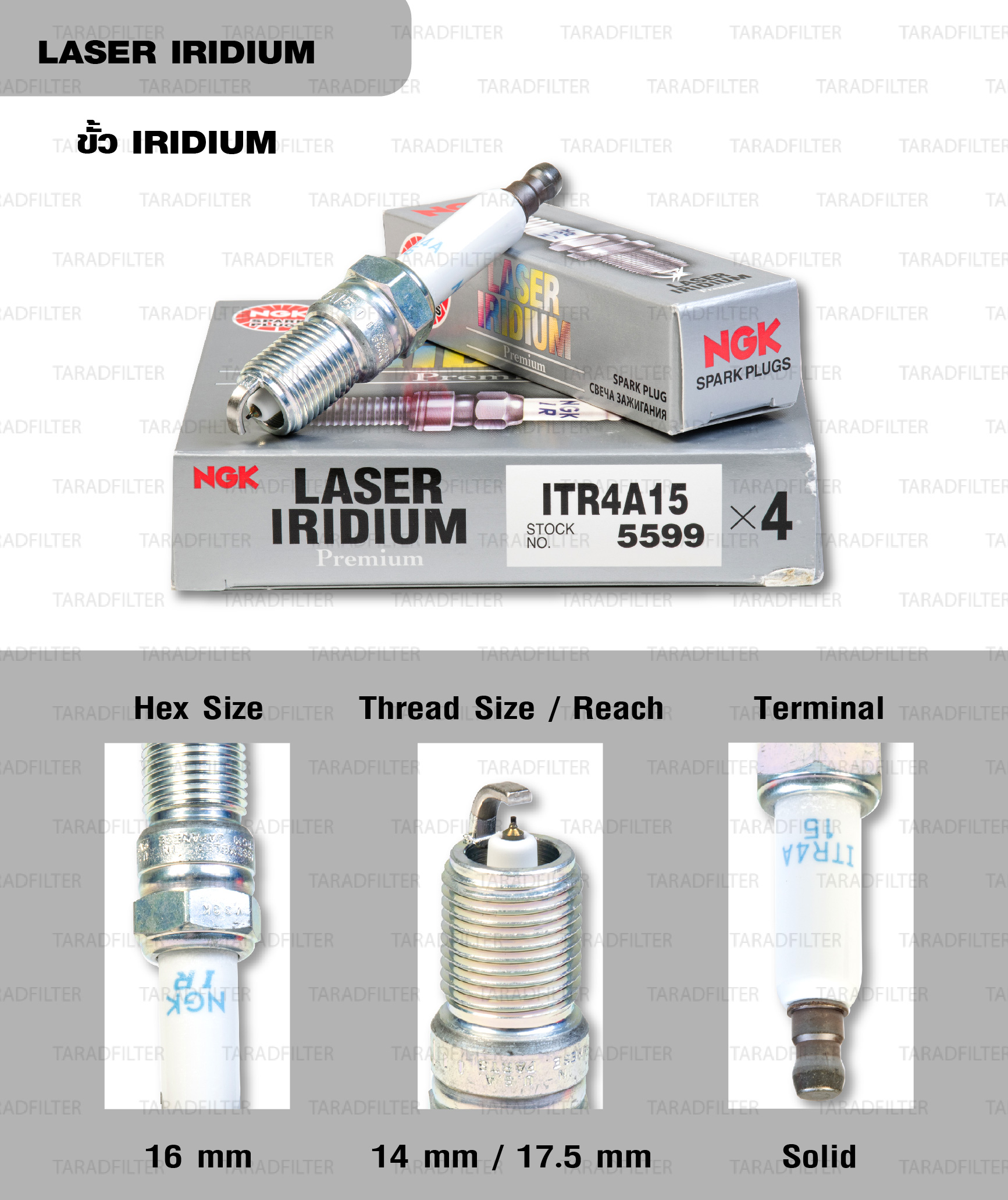 NGK หัวเทียน LASER IRIDIUM 【 ITR4A15 】