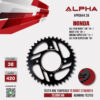 ALPHA สเตอร์หลัง 38 ฟัน ใช้สำหรับ HONDA รุ่น All New Wave110i ‘18> / Wave125i '16> / Dream Super Cub '13> / All New Super Cub '18> [ APR0644.38 ]
