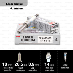 NGK หัวเทียน LASER IRIDIUM 【 SILMAR9A9S 】ใช้สำหรับ Honda CRF450R '09-'20 / CRF450L, CRF450X, CRF450RWE '19-'20 / CRF450RX '17-'20 / '19-'20 - [ จำนวน 1 หัว ]