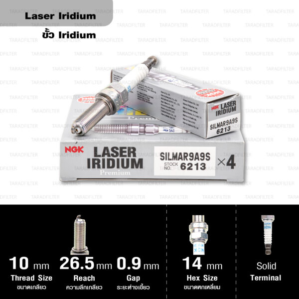 NGK หัวเทียน LASER IRIDIUM 【 SILMAR9A9S 】ใช้สำหรับ Honda CRF450R '09-'20 / CRF450L, CRF450X, CRF450RWE '19-'20 / CRF450RX '17-'20 / '19-'20 - [ จำนวน 1 หัว ]