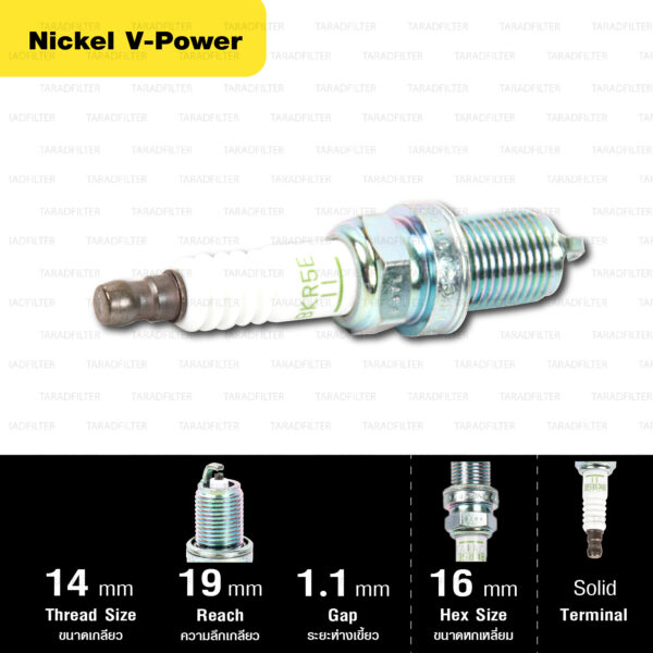 หัวเทียน NGK รุ่น V-POWER ขั้ว NICKEL【 BKR5E-11 】