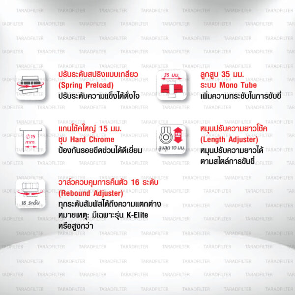 KYB โช๊คแก๊ส K-Elite อัพเกรด Honda Wave 110i '21> / Wave 125i '23>【 SG2-1019-2 】สปริงแดง [ โช๊ค KYB แท้ ประกันโรงงาน 1 ปี ]