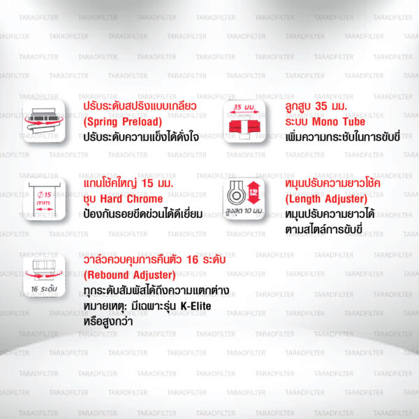 KYB โช๊คแก๊ส K-Elite อัพเกรด Honda Wave 110i '21> / Wave 125i '23>【 SG2-1019-4 】สปริงดำ [ โช๊ค KYB แท้ ประกันโรงงาน 1 ปี ]
